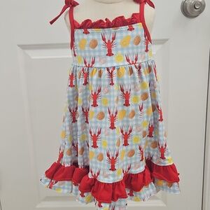 Crawfish Boil Plaid  Sundress with Red Accents